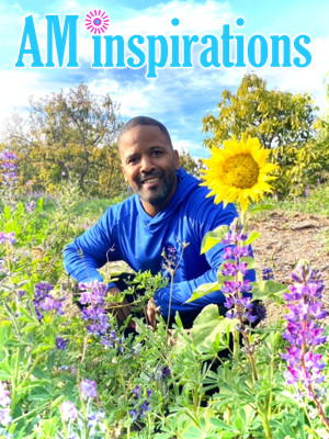 Aaron in a field of flowers